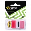 Закладки 3M Post-it Study 680-R-L, 25.4х43.2мм, клейкие, пластик, 22л, красные