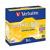 Перезаписываемый DVD-диск DVD+RW VERBATIM 4.7ГБ, 4x,  5шт/уп, Jewel Case, Silver, SERL, DL+, (43229)