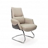 Конференц-кресло AR-C107A-V, полозья хром, максимальная нагрузка 100кг, кожа светло-серая/экокожа тёмно-серая (PW906/K61-3 Cn)
