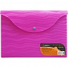 Папка-конверт на кнопке Lamark  А4, пластик, 0.40мм, непрозрачный, Волна/розовый