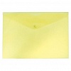 Папка-конверт на кнопке  А4, пластик, 0.18мм, прозрачный, однотонный, желтая
