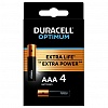 Батарейка DURACELL AAA/LR03, 1.5V, Optimum, алкалиновая,  4шт/уп