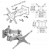 Кронштейн-крепление для ТВ настенный TRONE ЖК-130, VESA100-200,15-32",3 ст.свободы,25 кг,серебристое