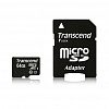 Карта памяти microSDHC  64Gb TRANSCEND, Class 10, UHS-I, + адаптер (TS64GUSDU1)