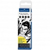 Набор капиллярных ручек Faber-Castell ?Pitt Artist Pen Manga Black set? черные, 4шт., 0,1/0,3/0,5мм