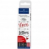 Набор ручек капиллярных Faber-Castell Pitt Artist Pen Lettering, 0.3/0.7/1.5мм/Brush, 4шт, цвета 223, черный , в футляре