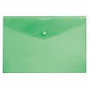 Папка-конверт на кнопке  А4, пластик, 0.18мм, прозрачный, однотонный, зеленая