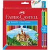 Набор цветных карандашей Faber-Castell, 24цв, корпус шестигранный, 3 цветных карандаша, точилка, в картонной коробке