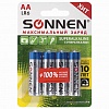 Батарейка SONNEN AA/LR6/1.5V, супералкалиновая, 4шт/уп