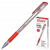 Ручка гелевая STAFF, резиновый упор, 0.35/0.5мм, красная