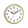 Часы настенные TROYKA 91971913 круглые, 23х23х3см, плавный ход, белые, золотистая рамка