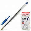Ручка шариковая STAFF Basic BP-01, 0.5/1.0мм, корпус прозрачный, одноразовая, синяя