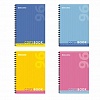 Тетрадь А4   96л, BRAUBERG One Colour, обложка мелованный картон, евроспираль, ассорти, клетка