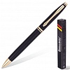 Ручка шариковая BRAUBERG De luxe Black, корпус черный, золотистые детали, синяя