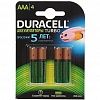 Аккумулятор DURACELL AAA/HR03/900mAh, 4шт/уп